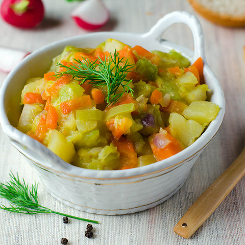 Fondue de poireaux, pommes de terre et carottes